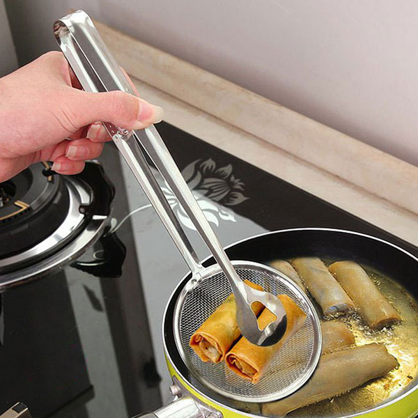 Stainless Steel Oil Frying Clamp Spoon