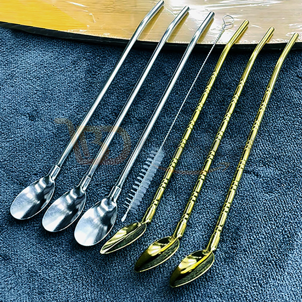 2 in 1 SS Straw with Spoon set (7pcs)